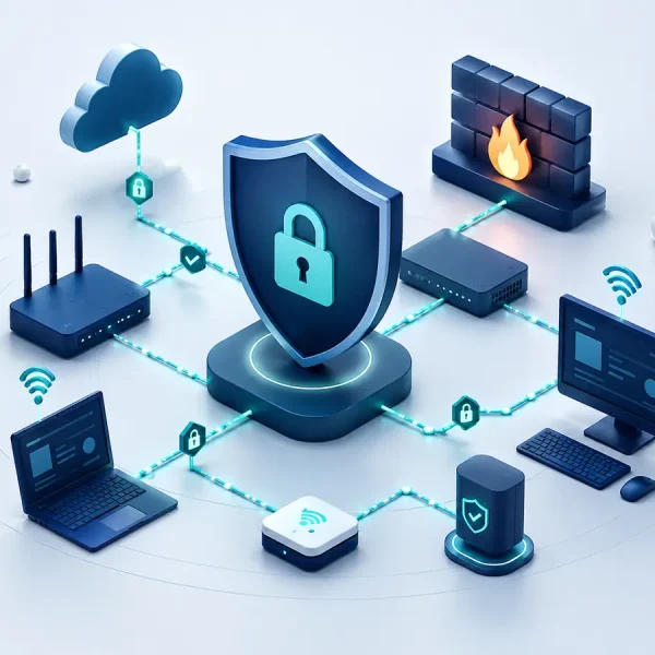 bbits-cybersecurity-networks Cybersecurity firewall protecting connected business network devices